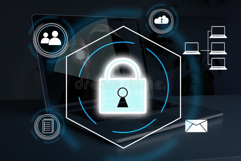 Virtual icon protection, lock. Personal Data Protection royalty free stock photos