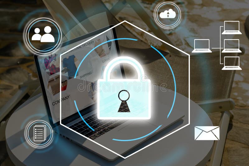 Virtual icon protection, lock. Personal Data Protection stock illustration
