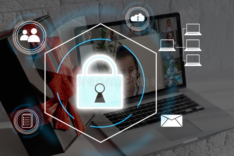 Virtual icon protection, lock. Personal Data Protection royalty free illustration