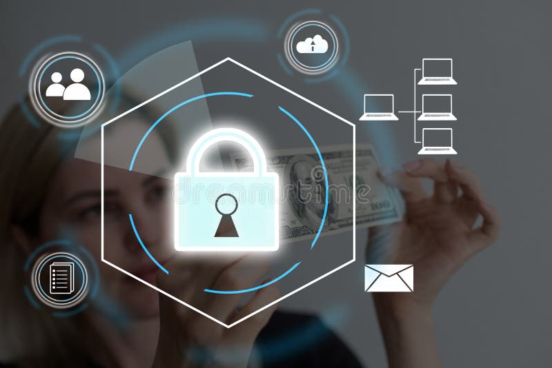 Virtual icon protection, lock. Personal Data Protection royalty free illustration