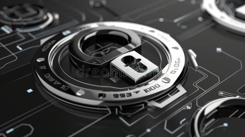 A virtual lock and key set safeguarding digital transactions with advanced security features and imtrable shields royalty free stock photography