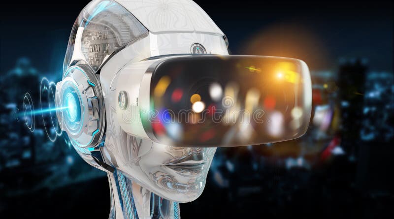 Virtual reality and artificial intelligence illustration 3D rendering vector illustration