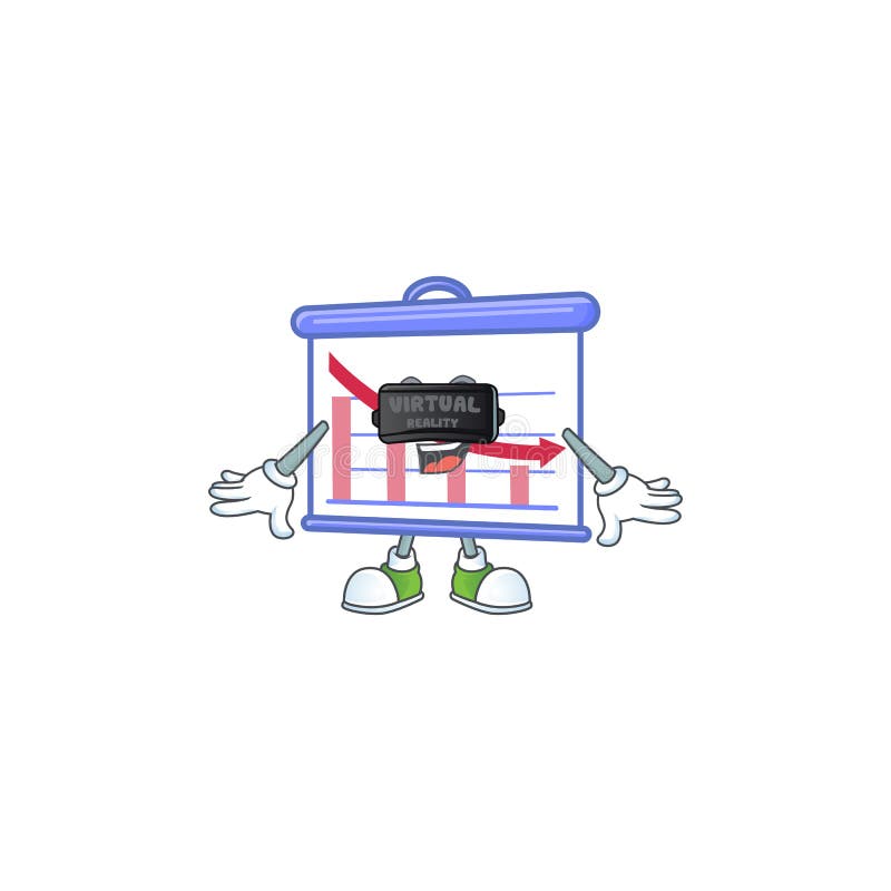 Virtual reality down graphic board for decrease report vector illustration. Earnings decrease vectors