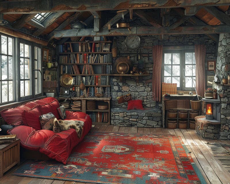 A virtual reality experience of a cozy royalty free stock photos