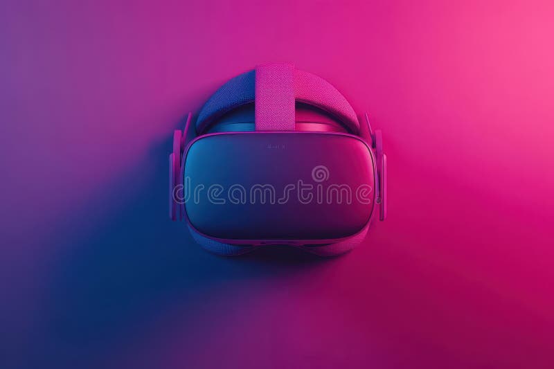 Virtual reality flat design top view VR experience 3D render Triadic Color Scheme. Generative AI Illustration.