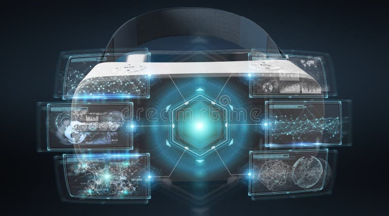 Virtual reality glasses technology illustration 3D rendering vector illustration