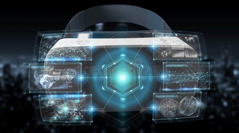 Virtual reality glasses technology illustration 3D rendering vector illustration