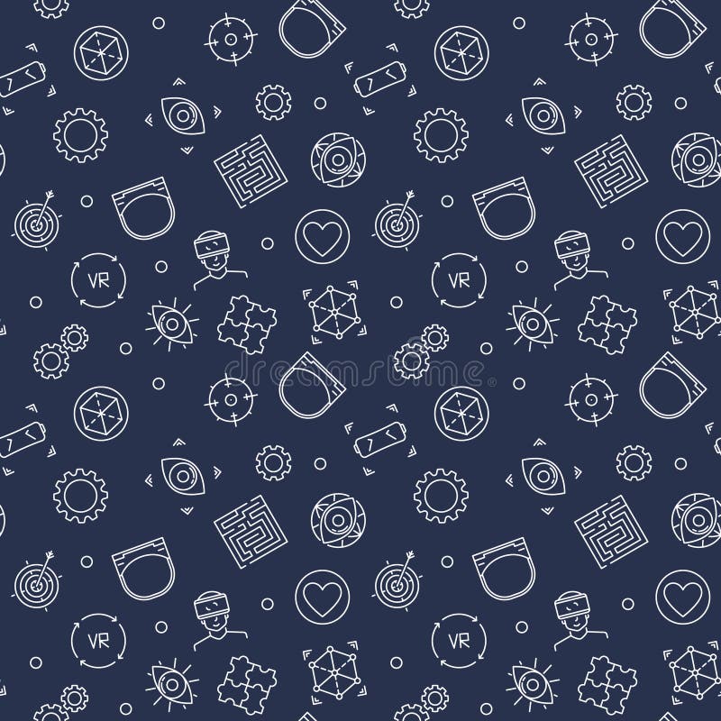 Virtual Reality - VR Vector Outline Seamless Pattern Stock Vector ...