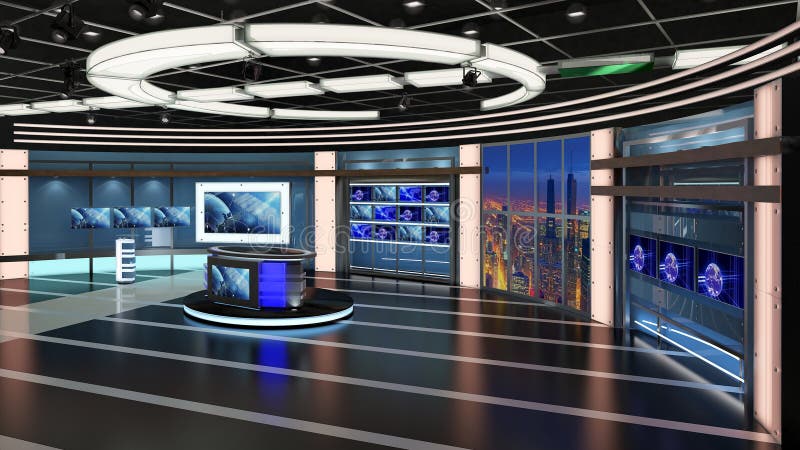 Virtual TV Studio News Set 27. Green Screen Background. 3d Rendering. Stock  Illustration - Illustration of office, screenshot: 209033092