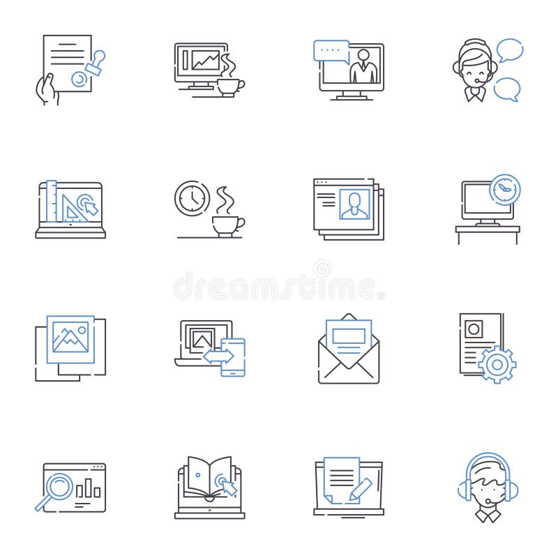 Virtual team line icons collection. Collaboration, Communication, Productivity, Adaptability, Remote, Diversity vector illustration