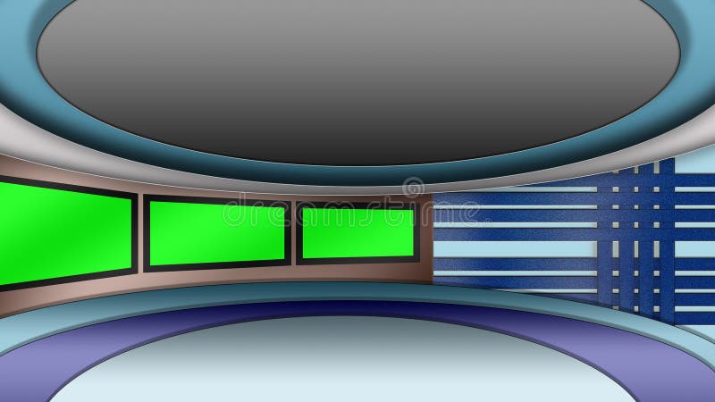 Virtual TV News Studio Set with Green Screens Stock Illustration ...