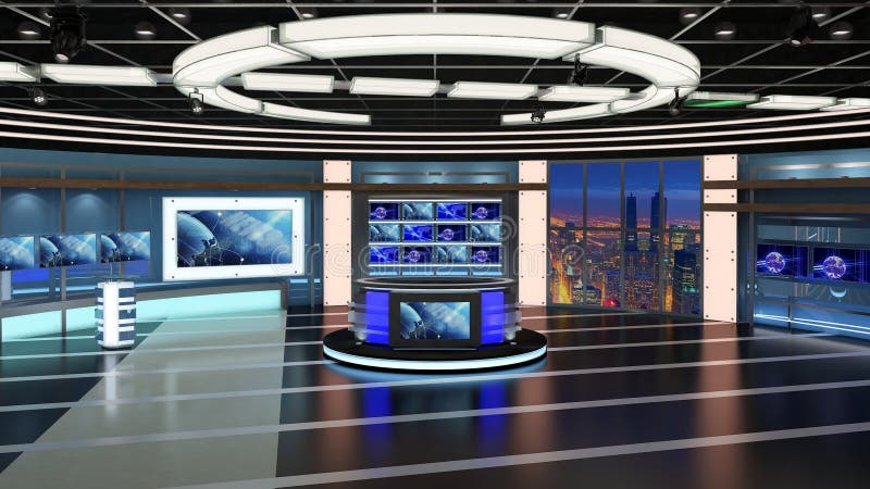Virtual TV Studio News Set 27. Green Screen Background. 3d ...