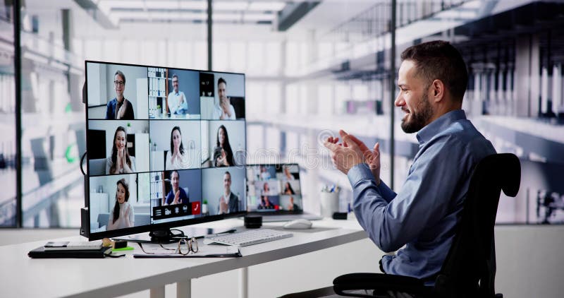 Virtual Video Conference Business Meeting Online stock photos