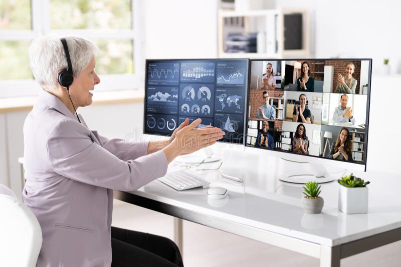 Virtual Video Conference Business Meeting Stock Photo - Image of
