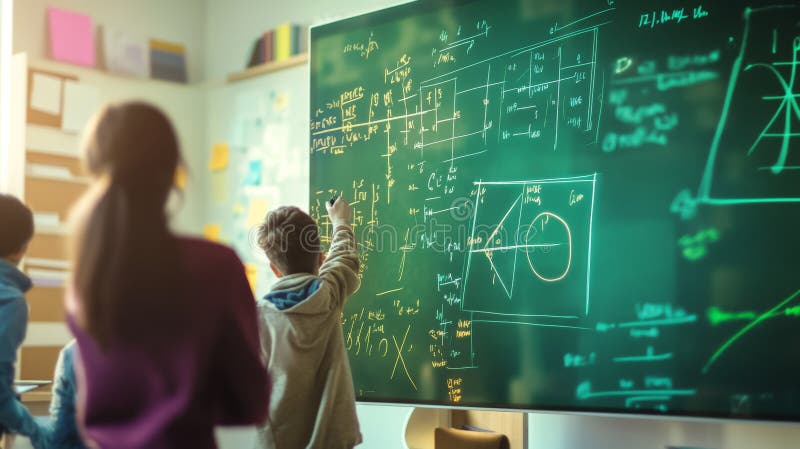 Virtual whiteboard transforms math learning with real-time adaptation and engagement. Generative AI stock image