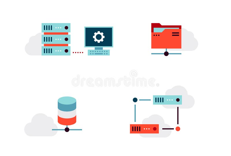 Virtualization Vector Icons Set royalty free illustration