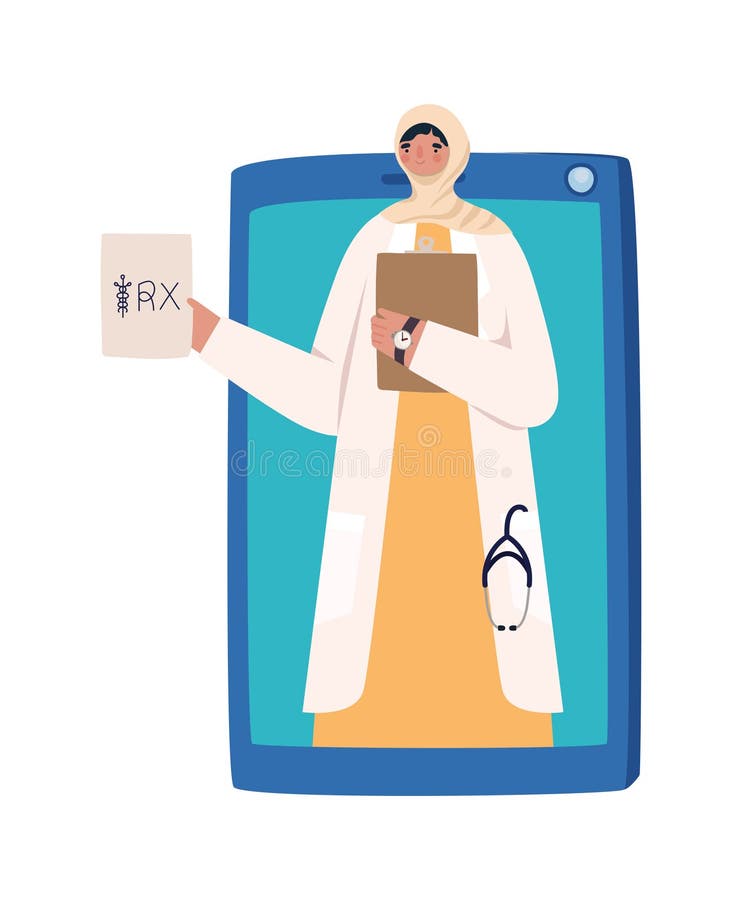 Virtuele arabische vrouwelijke arts vector illustratie