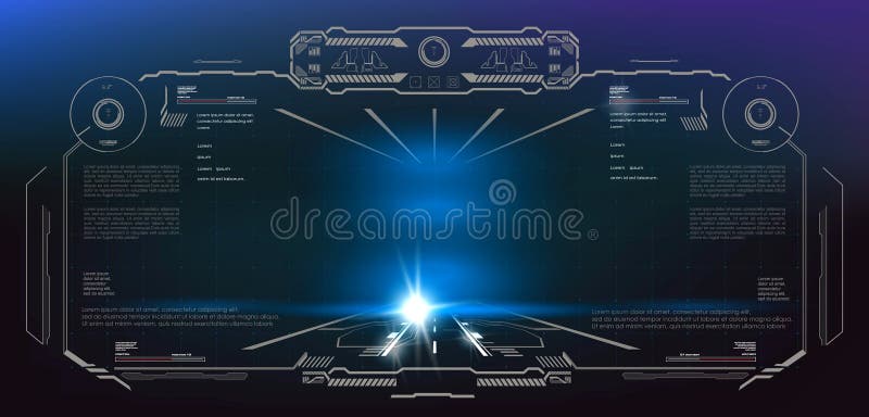Virtuell verklighet. framtida utformning av instrumentpanel. scifi helmet hud gui ui. virtuell kontrollpanel för designvisning vektor illustrationer