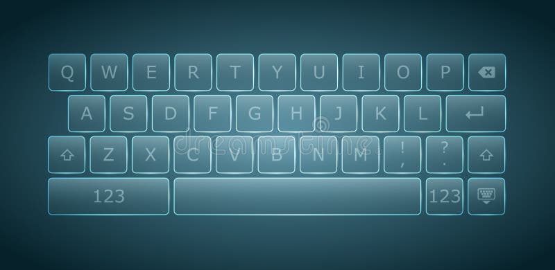 Virtual keyboard for touchscreen devices in vector format. Virtual keyboard for touchscreen devices in vector format