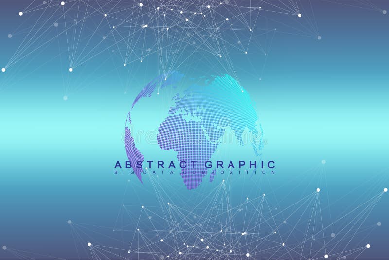 Virtueller grafischer Hintergrund mit Weltkugeln Globales Netzwerk Digital-Daten-Sichtbarmachung Auch im corel abgehobenen Betrag vektor abbildung