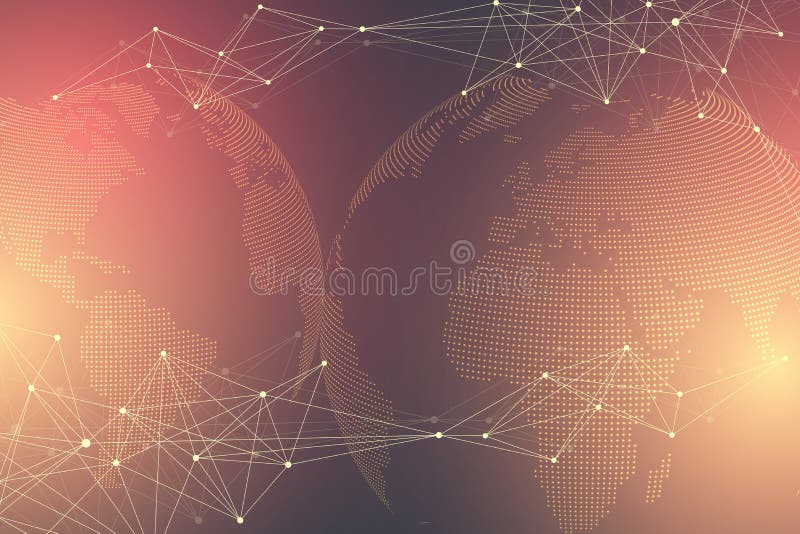 Virtueller grafischer Hintergrund mit Weltkugeln Verbindung des globalen Netzwerks Digital-Daten-Sichtbarmachung Verbindung zwei vektor abbildung