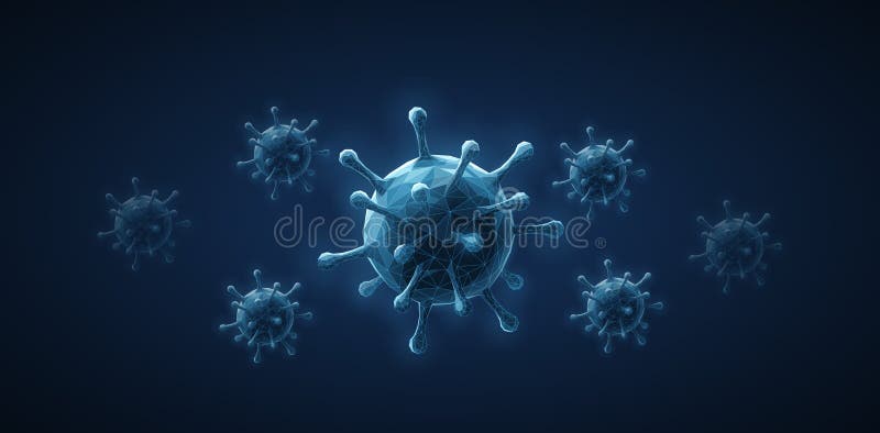 Virus Abstract vector 3d virale microbe geïsoleerd op blauwe achtergrond Allergiebacteriën, medische zorg, microbiologie