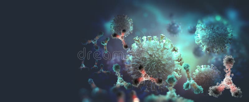 Virus al microscopio. anticorpi e infezioni virali. difesa immunitaria del corpo. attacco agli antigeni