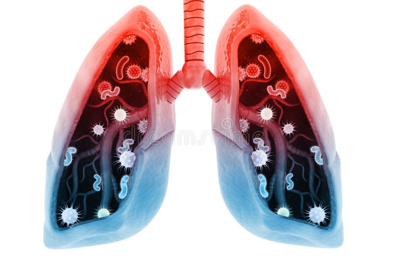 Virus and Bacteria Infected the Human Lungs. Lung Disease Stock Illustration Illustration of
