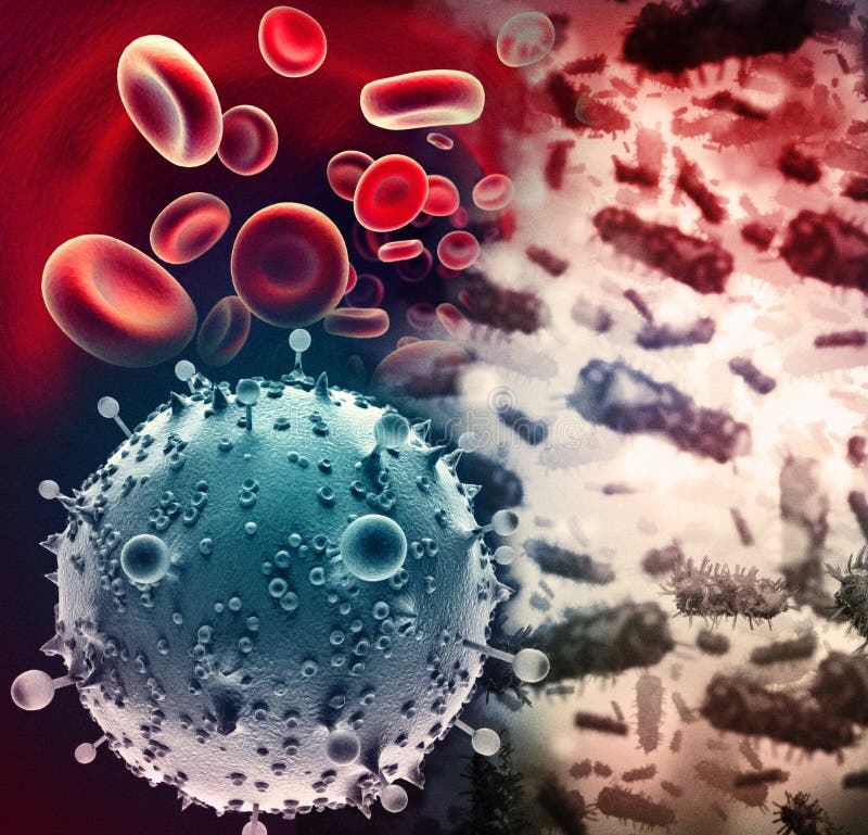 Virus cell and blood human circulatory system