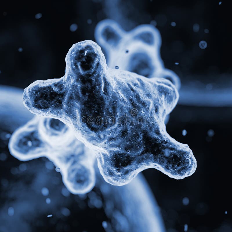 Virus Cells or Bacteria Microscopic View. 3d Rendering royalty free stock photography