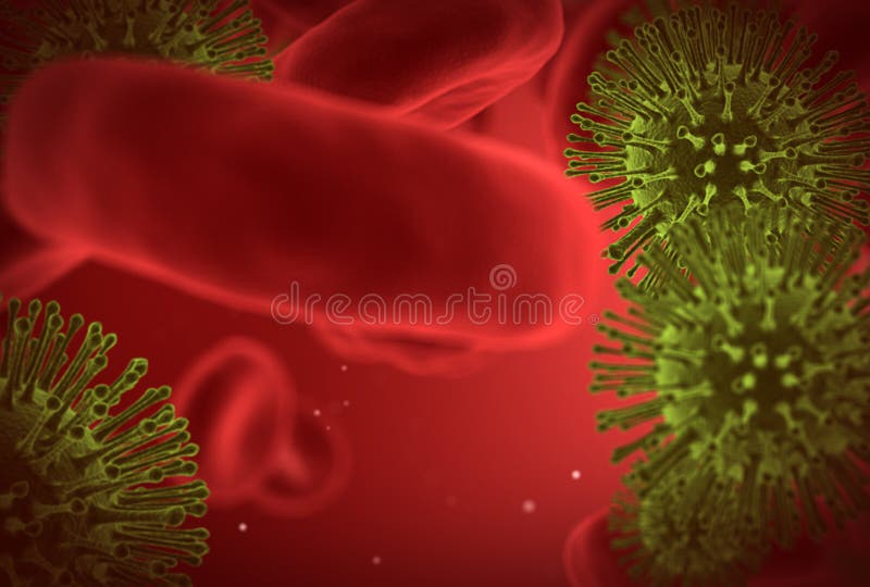 Virus closeup under microscope