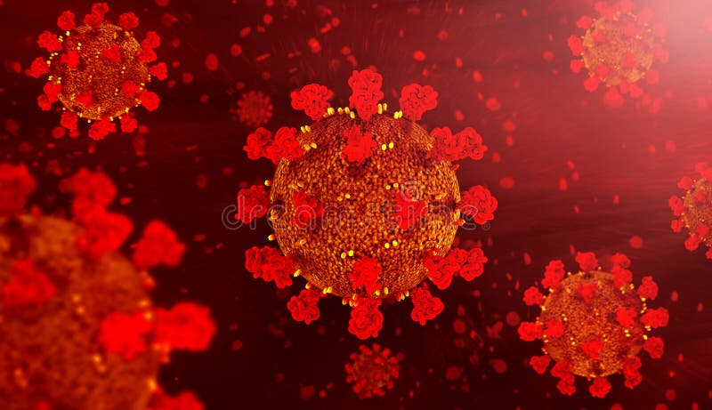 Virus corona COVID-19 microscópico virus enfermedad corona virus 3d ilustración