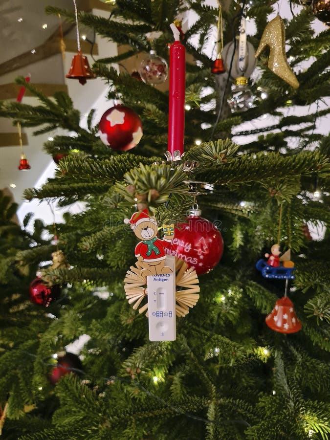 Virus Covid19 Result on Christmas Tree Stock Image Image of verical, result 208517799