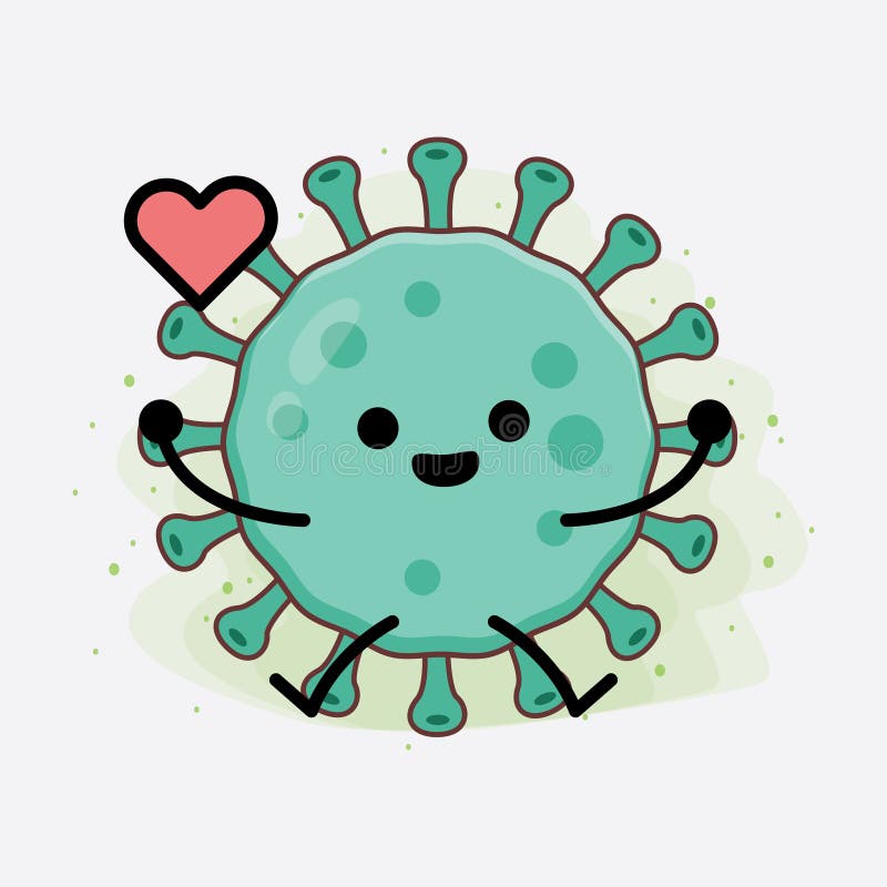 Virus Cute Character Illustration with Simple Face, Hands and Legs on ...