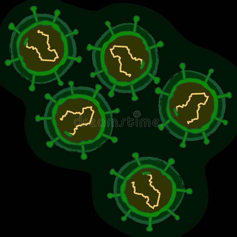 Virus de rabia en el fondo oscuro, ejemplo del vector ilustración del vector Virus de rabia en el fondo oscuro, ejemplo del vector ilustración del vector
