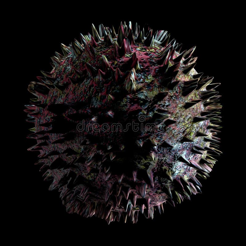 Virus di rendering 3d in fondo nero. isolamento sociale a distanza royalty illustrazione gratis