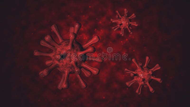 Virus di rendering 3d su sfondo rosso royalty illustrazione gratis