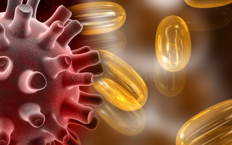 Virus för simplex för pills för olja för torskherpeslever royaltyfri illustrationer