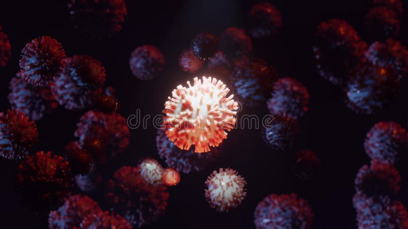 Virus in the middle of other cells attacking the immune sistem vector illustration