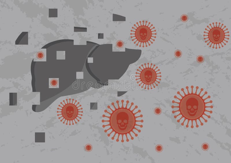 Virus oder anderer Mikroorganismus nehmen Leber in Angriff vektor abbildung Virus oder anderer Mikroorganismus nehmen Leber in Angriff vektor abbildung