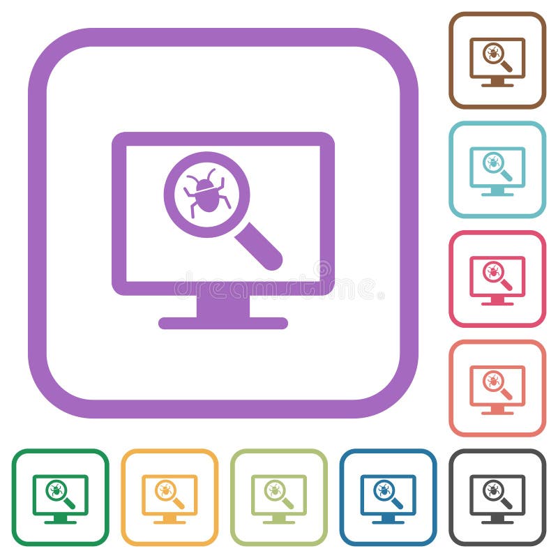 Virus scanning on computer simple icons royalty free illustration