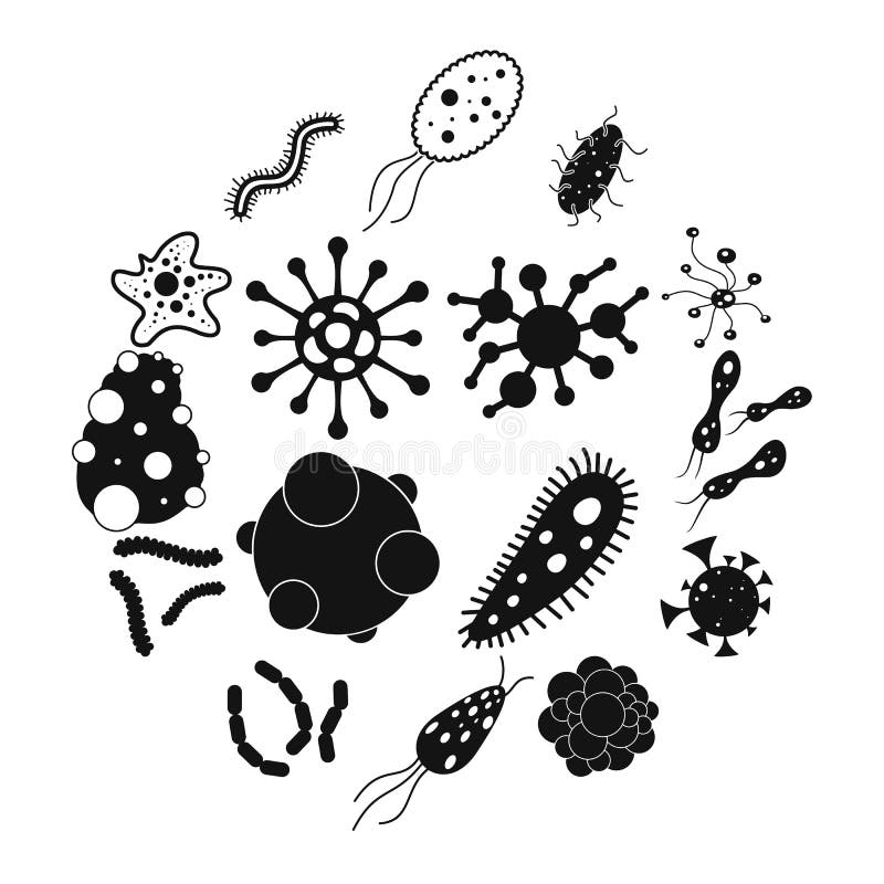 Virus simple icons set stock vector. Illustration of disease - 131886285