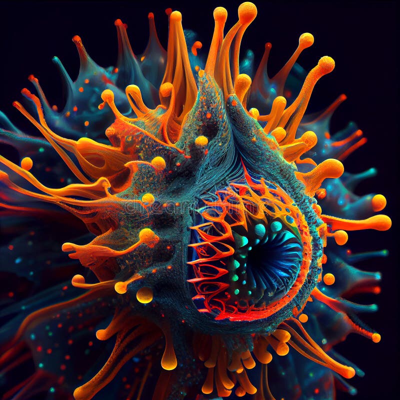 Virus Under Microscope, Generative Ai Stock Illustration - Illustration ...