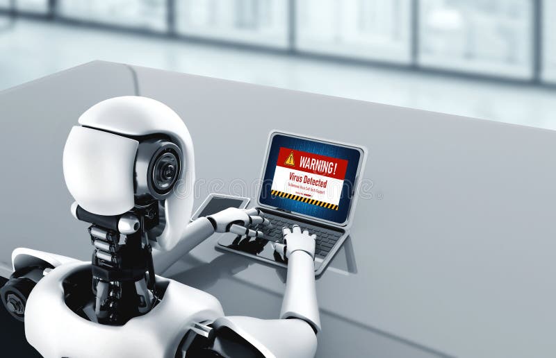 Virus warning alert on computer screen detected modish cyber threat royalty free stock images