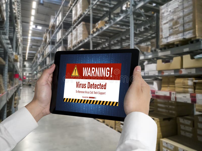 Virus warning alert on computer screen detected modish cyber threat royalty free stock photos