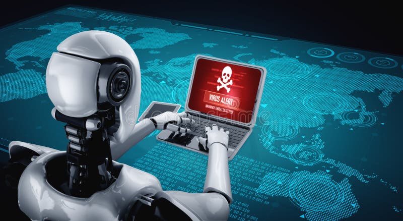 Virus warning alert on computer screen detected modish cyber threat royalty free stock images