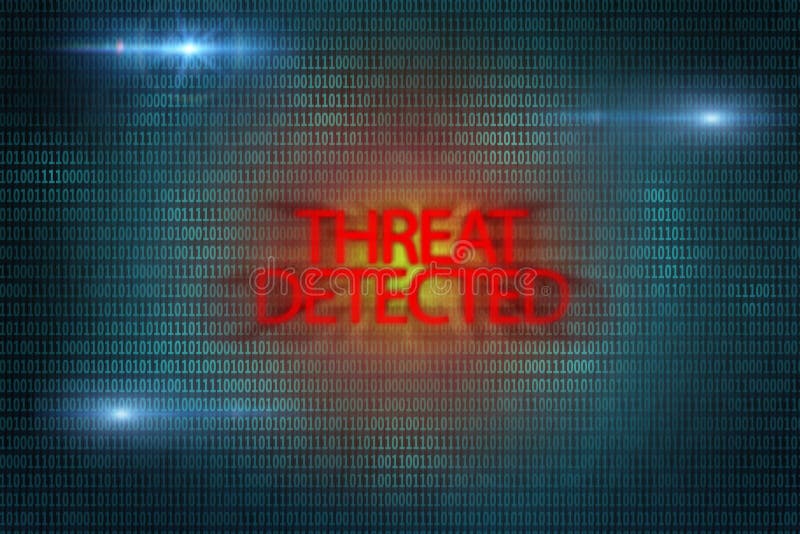 Threat detected sign. Virus attack. Computer spyware. System error. Security risk. Threat detected sign. Virus attack. Computer spyware. System error. Security risk