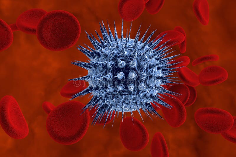 Viruses in Blood. Generalized Viral Infection Stock Illustration