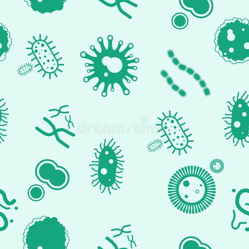 Virussen en Bacteriënpatroon, het patroon van het Kiemenmicro-organisme Vector illustratie