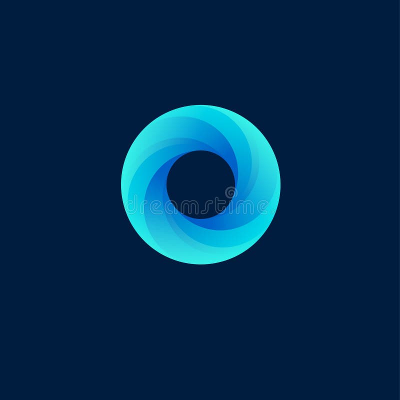 Virvellogo Blå nolla-monogram Blått virvlar runt i en cirkel på en mörk bakgrund stock illustrationer Virvellogo Blå nolla-monogram Blått virvlar runt i en cirkel på en mörk bakgrund stock illustrationer